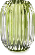 Serene Spaces Living Green Optical Glass Votive Holder, Perfect for Weddings and Home Décor, Measures 5" Tall and 3.5" Diameter