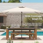 6.5' x 10' Rectangular Patio Umbrella Large Outdoor Market Umbrella w/ UV Protection, Push Button Tilt and Crank Lift, Rectangle Table Umbrella for Garden, Deck, Pool, Patio, Creamy White