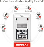 RIDDEX Plus Insect Repellent | Plug in, Mouse Deterrent - Pest Control for Defense Against Rats, Mice, Roaches, Bugs and Insects | Control Pests with No Toxins | White 2-Pack