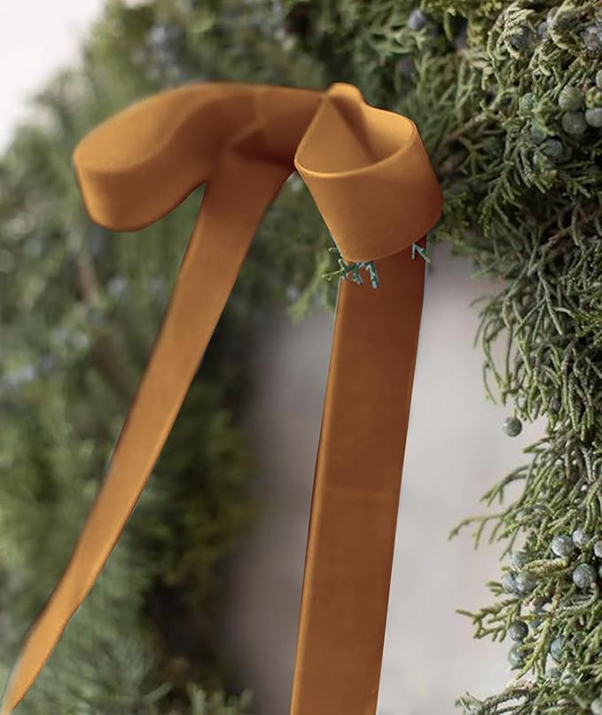 Copper Velvet Ribbon 1.5'' 25 Yards for Christmas Tree, Gift Wrapping, Flower Bouquet, Wreath Decorations, Bow Making