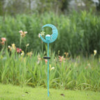 Outdoor Solar Lights Garden Decor for Patio,Lawn or Pathway Moon Decorations Crackle Glass Globe Stake Metal Lights Waterproof Warm LED Garden Gifts (Blue)
