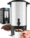 Zulay Commercial Coffee Maker Stainless Steel - Coffee Urn With Twist-Lock Lid & Cool-Touch Handles - Quick-Brewing Coffee Maker With Keep-Warm Mode For Events & Catering - 40 Cup Silver