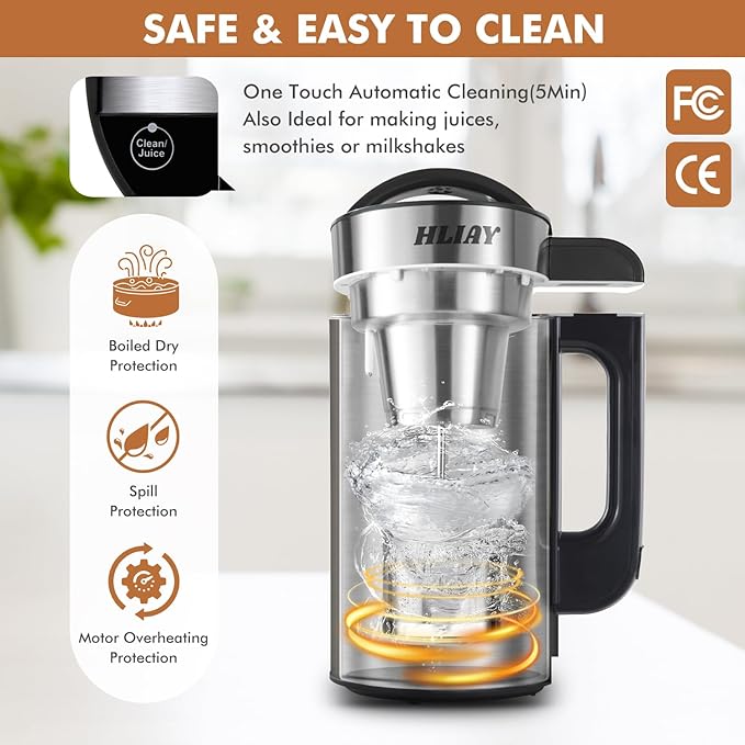 Automatic Nut Milk Maker Machine 50oz(Built-in Strainer), 6-7 Cups Per Batch, 100% Food Grade Stainless Steel 7-IN-1 Multifunctional Almond Milk Maker for Homemade Oat, Coconut, Soy&Plant Based Milks