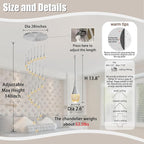 138" Large Crystal Chandelier for High Ceiling Modern K9 Crystal Raindrop Chandeliers Lighting Round Ceiling Light Entryway Staircase Foyer Villa LED Dimmable 2700-6000K