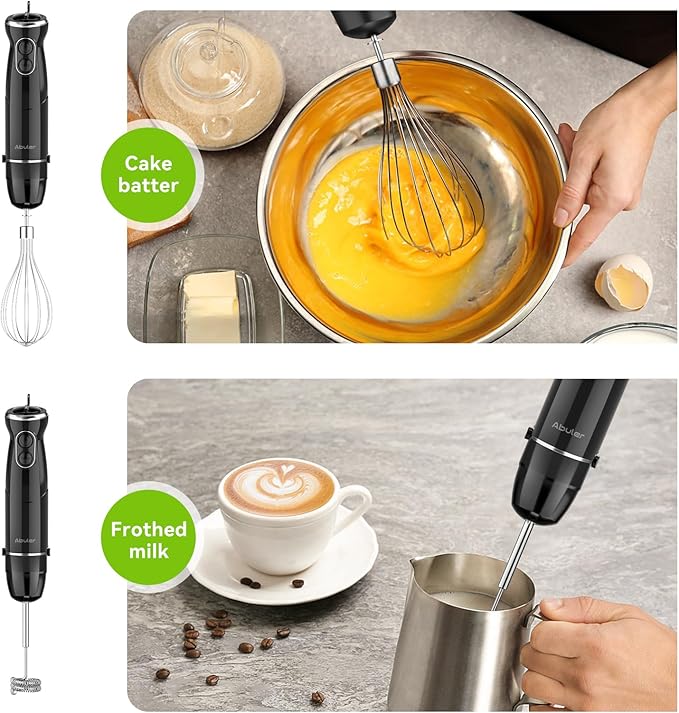 Immersion Blender Handheld Hand Blender, 1000W 5 in 1 Hand Mixer Stick, BPA-Free 12 Speed Handheld Blender 304 Stainless, Mixing Beaker, Chopper, Whisk, Milk Frother, Soup, Smoothies, Baby Food, Sauce
