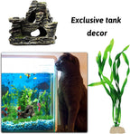 Fish Tank Accessories Aquarium Decorations Rock Plants, 20pcs Green Fish Tank Decorations Plants and Cave Rock Decoration Decor Set, Fish Tank Decor, Aquarium Decor Plastic Plants