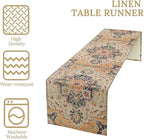 Bohemia Orange Table Runner, Rustic Farmhouse Vintage Geometric Floral Print Table Cover for Home Kitchen Dining Table Party Decor, 13x36inch