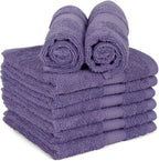 Casa Lino Face Towels & Body Wash Cloths for Showering - 100% Cotton Wash Cloths for Bathroom - Highly Absorbent & Quick Drying Washcloth Set - Cotton Washcloths 24 Pack (12" x 12") - (Purple)