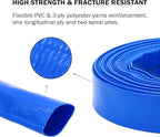 DAVCO 2.5" x 100 ft Pool Backwash Hose, Heavy Duty Reinforced Blue PVC Lay Flat Water Discharge Pump Hoses For Swimming Drain Pools and Clean Filters,with 1 Clamp