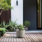 Kante Round Concrete Planter, 13.2 Inch Dia Classic Style Large Plant Pot with Drainage Hole for Indoor & Outdoor Plants, Ideal for Home, Patio, Garden, Weathered Concrete