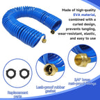 Coil Hose,3/8" EVA Coil Garden Hose 50 FT,Curly Water Hose Lightweight with Brass Connectors,Recoil Garden Hose Includes 8-Pattern Spray Nozzle for Boat, Yard, Patio, Green