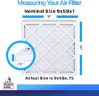 Filter King 9x58x1 Air Filter | 4-PACK | MERV 8 HVAC Pleated A/C Furnace Filters | MADE IN USA | Actual Size: 9 x 58 x .75"