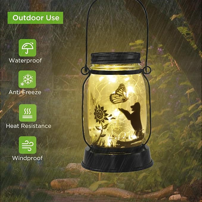 Styleonme Outdoor Solar Dog Lanterns, Solar Waterproof Lights , Mother's Day Lantern Gifts for Women Men, Dog Lovers Gifts, Hanging Dogs Lanterns with Stake for Yard Lawn Garden Decor