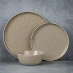 Famiware Mars Plates and Bowls Set, 24 Pieces Dinnerware Sets, Dishes Set for 8, Cinnamon Brown