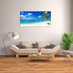 XXMWallArt FC2475 Seascape Canvas Art - Tropical Paradise Beach With White Sand and Coco Palms - Summer Beach Nature Pictures for Living Room, Bedroom, Home and Office Wall Decor