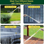 Upgrade Water Hose Nozzle Long Rod Garden Hose Nozzle Heavy Duty metal Brass sprayer 360° Rotaing spray gun for car wash, Plants and Lawn,Patio Gardening, Pets Shower Hose Nozzle + Quick Connector