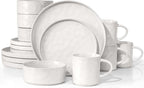 HaWare Dinnerware Sets, 16-Piece Stoneware Plates and Bowls Set, Elegant Ceramic Dish Set for 4, Chip and Scratch Resistant, Microwave and Dishwasher Safe, Speckled White
