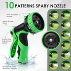 Garden Hose 25 FT, Non-Expanding Lightweight Water Hose with 10 Function Nozzle, Flexible, Kink Free, Wear-Resistant Fabric Leak Proof Garden Hoses for Outdoor, Yard, Lawn, Car, Marine, RV, Pet Bath