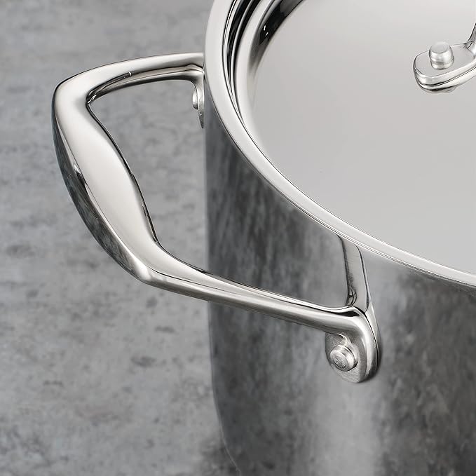 Tramontina Signature Tri-Ply Clad Stainless Steel 4-Quart Sauce Pan with Lid, Induction-Ready, Dishwasher-Safe, NSF-Certified, Made in Brazil