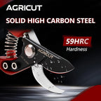AGRICUT Pruning Shears, 7/8-Inch Cut Capacity Hand Clippers, Bypass Pruners, Gardening Scissors with Sharp Steel Blade (Nylon Handle, High Carbon Steel PRO)