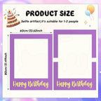 32 x 24 Inch Large Photo Booth Props Picture Frame Happy Birthday Party Frame DIY Cutouts Photo Booth Props Selfie for Party Supplies Favors(Purple Gold,Happy Birthday)