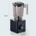 Chefman Obliterator 48 oz Countertop Blender for Smoothies, 1380W Motor to Crush Ice, Nuts, and Frozen Fruit with Stainless Steel Blade, Blender Pack Includes Two 20 oz. Travel Jars - Midnight