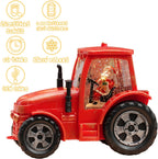 Christmas Snow Globe Lantern, Musical Lighted Red Tractor Snow Globe, 6H Timer, Battery & USB Powered Spinning and Swirling Glitter Christmas Santa Snow Globes Decorations Gifts for Old Man, Father