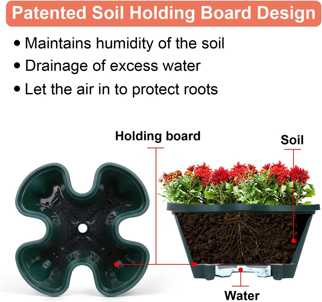Vertical Planter 3 Tier Stackable Planters Garden Planters Strawberry Herb Flower and Vegetable Planter Indoor Outdoor Gardening Pots with Removable Wheels and Tools
