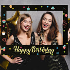 32 x 24 Inch Large Blank DIY Photo Booth Props Picture Frame Party Frame DIY Photo Booth Props Selfie for Birthday, Graduation, Christmas Holiday Party(Black,Horizontal)
