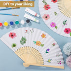 Aneco 24 Pieces Handheld Paper Fans Paper Folding Fans with Bamboos for Wedding Gift, Party, Home, DIY, White…