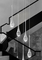 H86 Pendant Lights Kitchen Island 6-Lights Pendant Chandelier for Dining Room Hallway Stairwell,Silver Chandelier Suit for Sloping Ceiling LED Dimmable 2700K-6000K