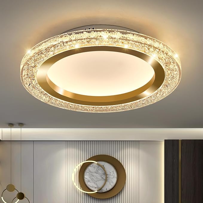UOFUS 28W Gold LED Flush Mount Ceiling Light 12inch Modern Round Ceiling Light Fixture 3000K-6000K Super Bright Circle Ceiling Lamp for Bedroom Kitchen Bathroom Entryway Hallway Stairwell