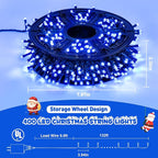 JMEXSUSS Blue 400 LED Christmas Lights Outdoor, 132ft Christmas Tree Lights with Remote, Indoor Blue String Lights Plug in for House Christmas Bush Decorations