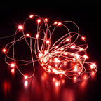 Aogist Led Fairy Lights 3 Modes Battery Operated String Lights Waterproof Silver Wire 7 Feet Firefly Starry Moon Mason Jar Lights for DIY Wedding Party Christmas (Red, 8 Pack)