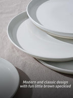 Famiware Saturn Speckled Dinnerware Sets for 8 (24 Pieces), Stoneware Plates and Bowls Dish Set - Chip and Scratch Resistant, Microwave and Dishwasher Safe, White