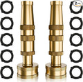 Garden Hose Nozzle Brass Water Nozzle, Brass Hose Nozzle with Adjustable Spray Rotates, High Pressure Hose Nozzle Spray Nozzles for Garden Hose(2 Pack)