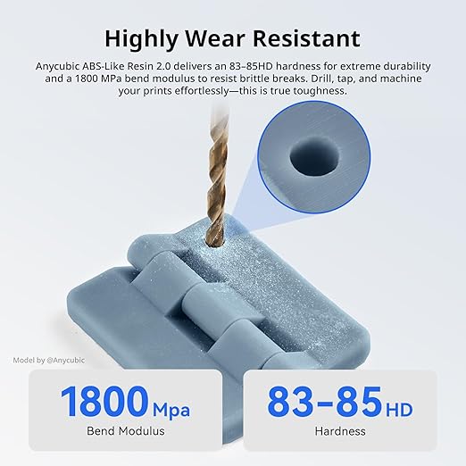 ANYCUBIC 2nd Gen Resin Technology ABS-Like Resin 2.0, 3D Printer Resin with High Toughness, More Precise Details, Low Odor, Wide Compatibility for All LCD Resin 3D Printers (HD Grey, 1kg)