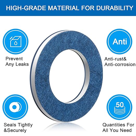 Mudder 50 Pieces Aluminum Engine Transmission Fluid Oil Crush Washers Drain Plug Gaskets, Compatible with Toyota, Scion Part 90430-12031