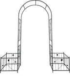 Metal Garden Arch with 2 Plant Stands, Garden Arch Trellis for Climbing Plants Outdoor, Garden Arbor for Weddings Party Events Decoration, 79.5" L X 19.7" W X 86.6" H, Black