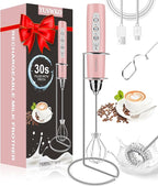 YUSWKO Milk Frother Handheld for Coffee with Stand, Rechargeable Drink Mixer with 3 Heads 3 Speeds Electric Coffee Frother Whisk, Gift for Many Occasions and Festival