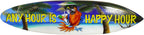 "ANY HOUR IS HAPPY HOUR" Beach Parrot Happy Hour Hard Wood Handmade AIRBRUSHED ART Corona Beer Palm Tree 39" Surfboard Sign Wall Plaque Art