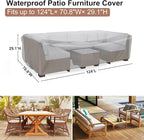 Patio Furniture Set Cover Waterproof, Mrrihand Outdoor Sectional Sofa Set Cover Heavy Duty 600D Table and Chair Set Cover 124" L× 70.8" W× 29.1" H