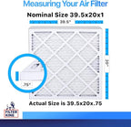 Filter King 39.5x20x1 Air Filter | 4-PACK | MERV 8 HVAC Pleated A/C Furnace Filters | MADE IN USA | Actual Size: 39.5 x 20 x .75"
