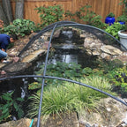 Koi Pond Netting for Leaves 50x50 Ft, 1 in Strong Woven Pond Leaf Net Cover, Protecting Koi Fish from Herons, Raccoons, Birds, Cats & Predators, 28 Pcs Stakes Included