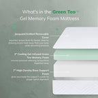 EGO White 10 Inch Queen Green Tea Memory Foam Mattress, Gel Mattress Bed in a Box, CertiPUR-US Certified, Double Mattress, 60"x80", Medium Firm