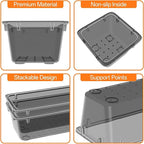 WOWBOX 40 PCS Clear Plastic Drawer Organizer Set, 4 Sizes Desk Drawer Organization and Storage Containers for Makeup, Cosmetics, Jewelry and Gadgets in Kitchen, Bathroom, Bedroom, Office, Clear Black