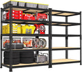 PrimeZone 36" x 16" x 72" Heavy Duty Storage Shelves - 5 Tier Adjustable Garage Storage Shelving, Metal Storage Utility Rack Shelf Unit for Warehouse Pantry Closet Kitchen, Black, 2 Pack