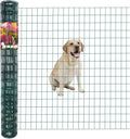 Green PVC Coated Welded Wire Fence 48 Inch x 25 Foot, 2 Inch x 3 Inch 16GA, Garden Border Fencing Roll Vinyl Coating Metal Wire Mesh for Yard Vegetable Plant Protection Poultry Netting