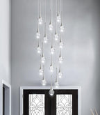 18 Light Modern Glam Crystal Chandelier for High Ceiling LED Dimmable Ceiling Pendant Light Staircase Foyer Enterway Living Room Chandelier Lighting Antique Silver