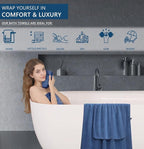 18 Piece Bath Towels Set,Soft Family Bathroom Towel Set with Hanging Loops-6 Bath Towels,6 Hand Towels,6 Washcloths,Highly Absorbent Quick Dry Shower Towel for Bathroom,Hotel,Spa-Navy Blue Towel Set